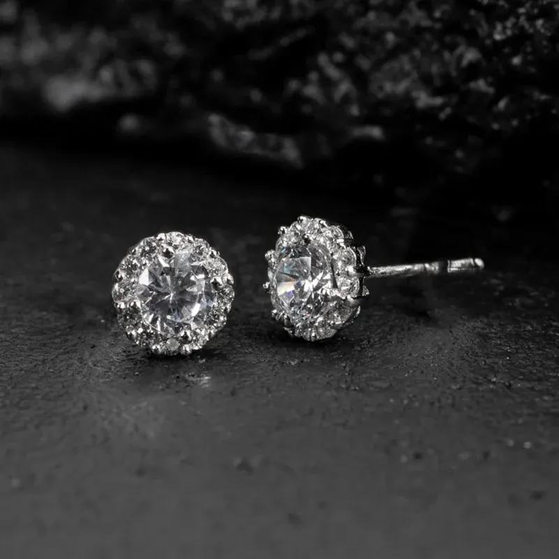 Huitan Cubic Zirconia Geometric Stud Earrings
