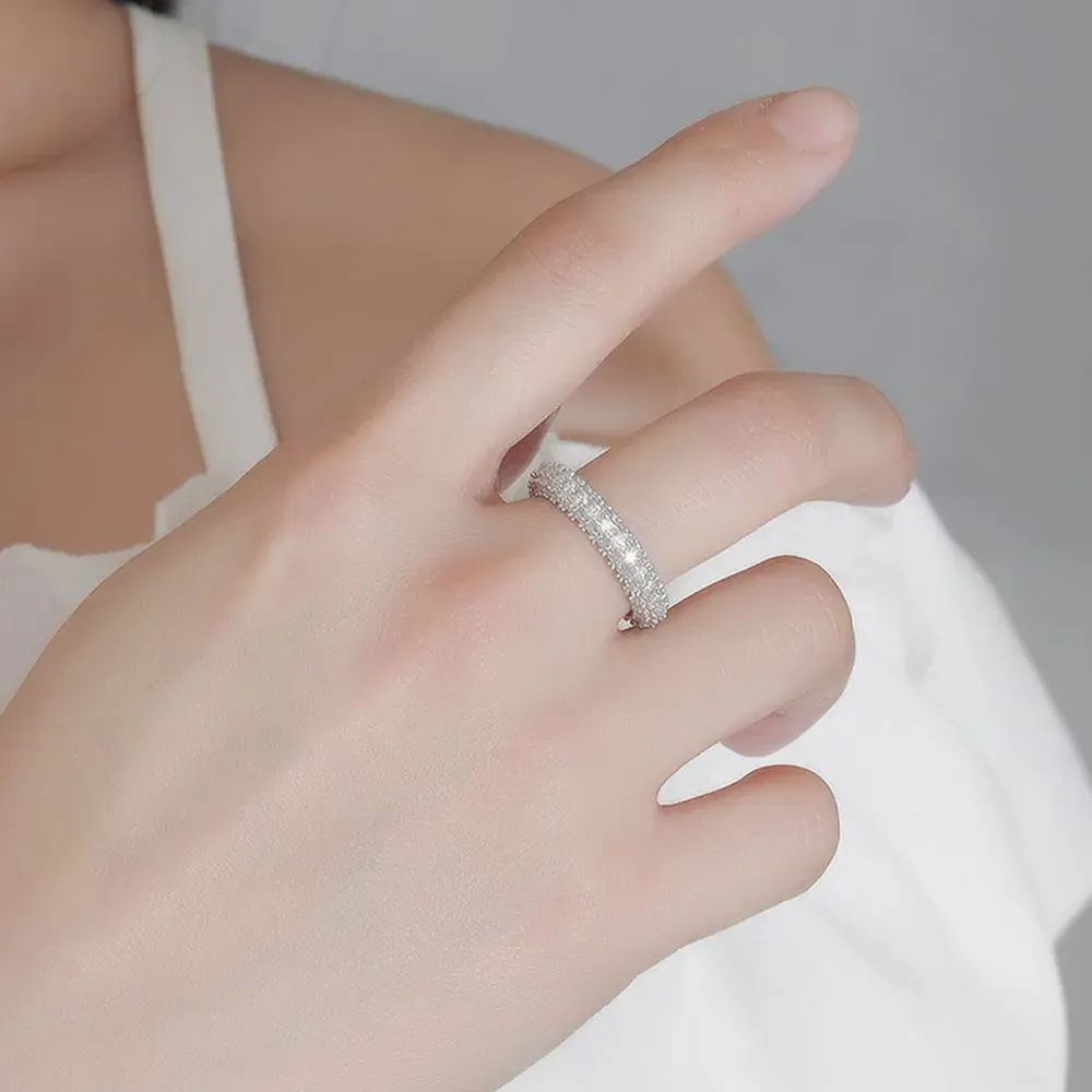 Knobspin D-Colour Moissanite Eternity Band in 925 Sterling Silver