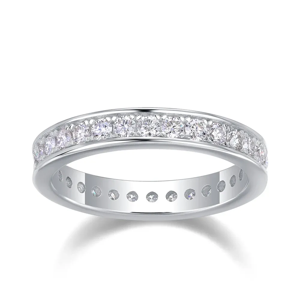Knobspin D-Colour Moissanite Sterling Silver Eternity Band