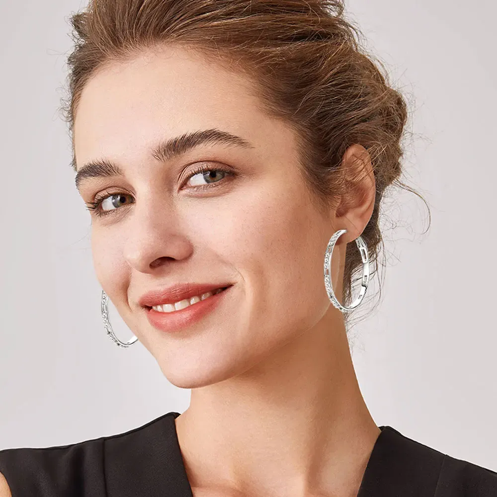 Knobspin D-Colour Moissanite Hoop Earrings in 925 Silver