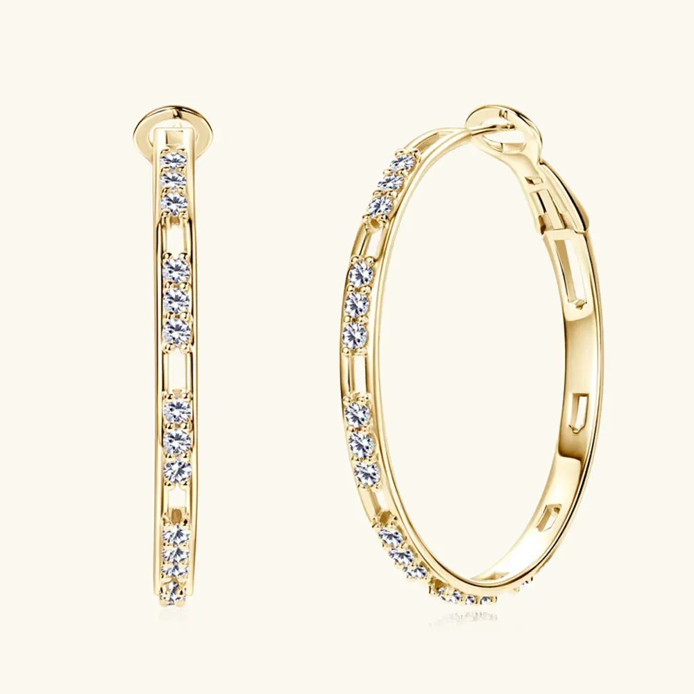 Knobspin D-Colour Moissanite Hoop Earrings in 925 Silver