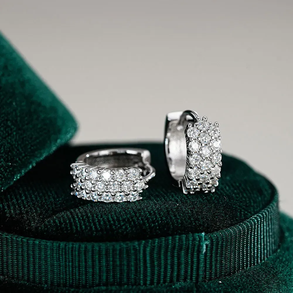 Knobspin Certified Moissanite Sterling Silver Hoop Earrings