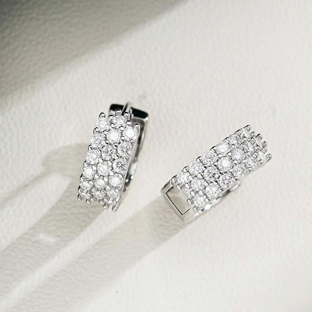 Knobspin Certified Moissanite Sterling Silver Hoop Earrings