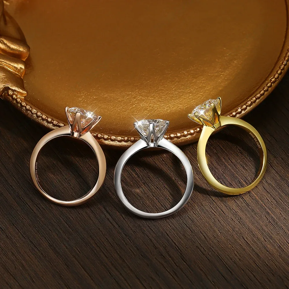 Knobspin D-Colour Moissanite 6-Prong Sterling Silver Solitaire Ring