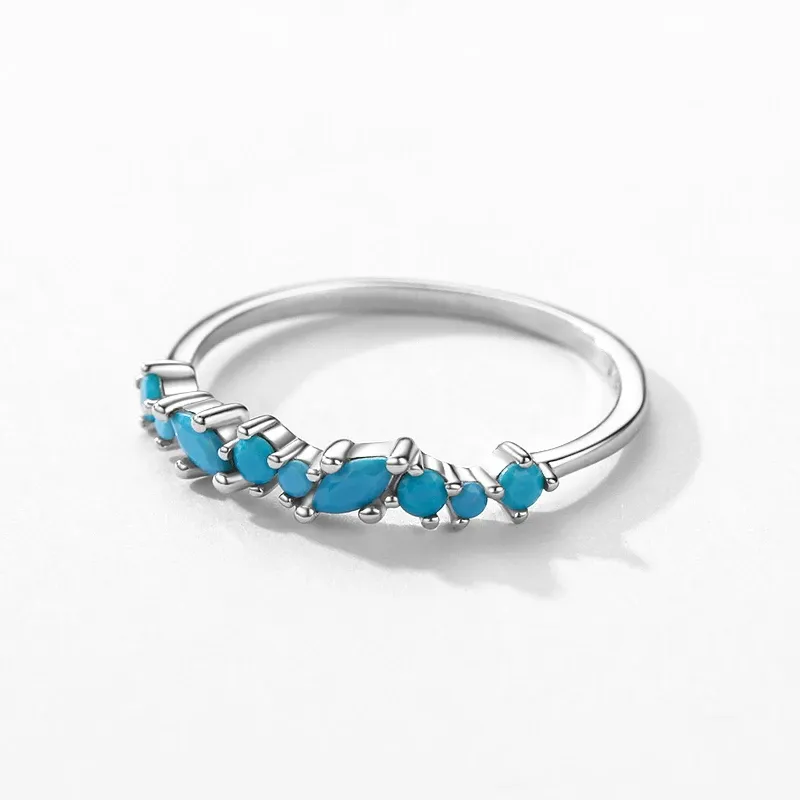 Modian Vintage Turquoise 925 Sterling Silver Ring