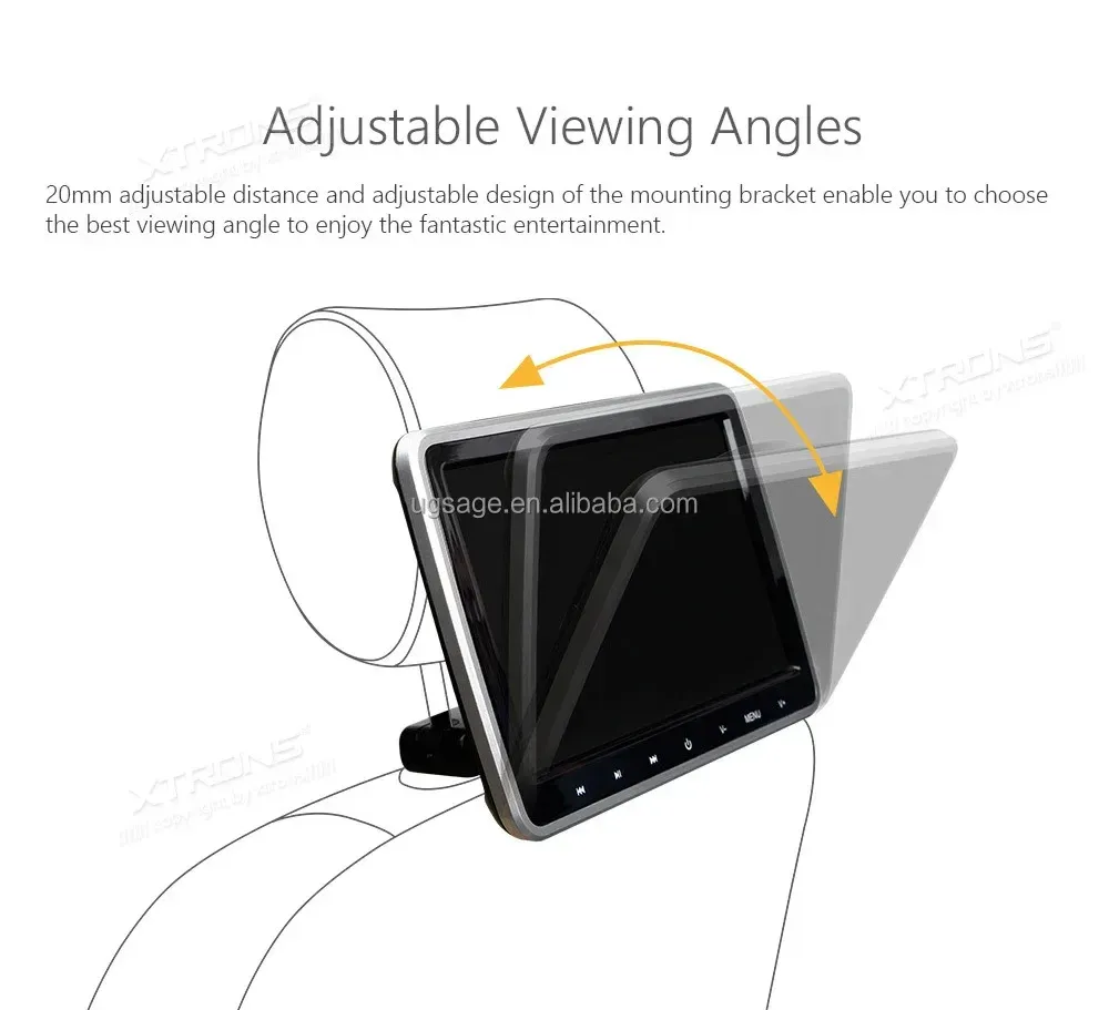 XTRONS 10.1-Inch Universal Headrest DVD Player