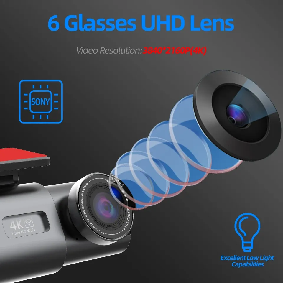 E-ACE B53P 4K Dual-Lens GPS Wi‑Fi Dash Camera