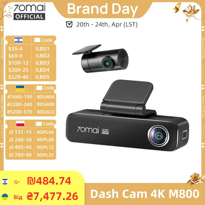 70mai M800 4K GPS Dash Cam with Built-In 128GB eMMC