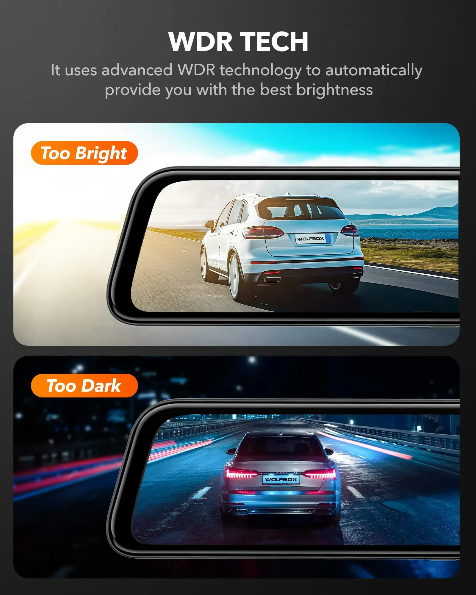 WOLFBOX G840S 12-Inch 4K Mirror Dash Cam