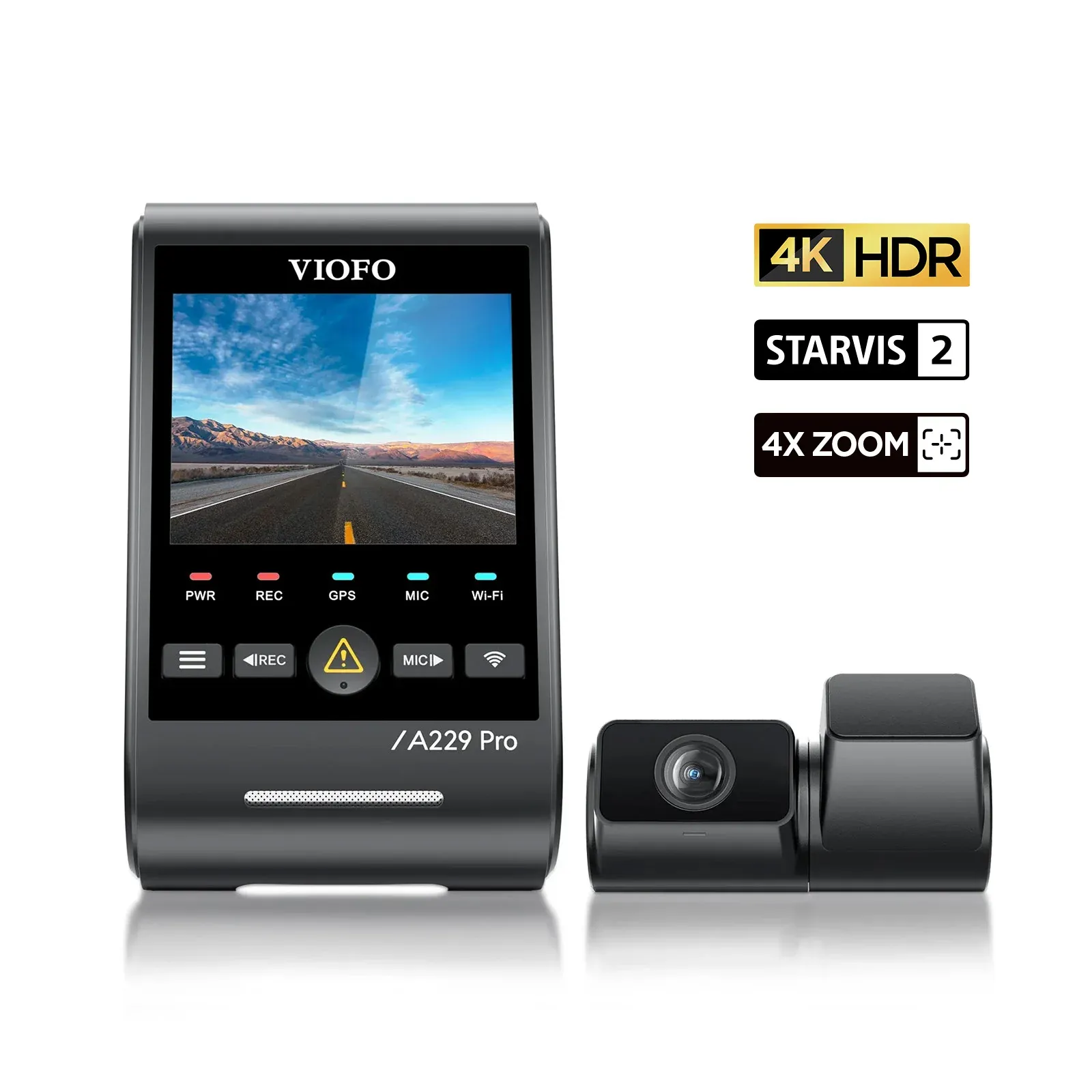VIOFO A229 Pro Tele 2CH 4K Dash Cam with 4x Optical Zoom