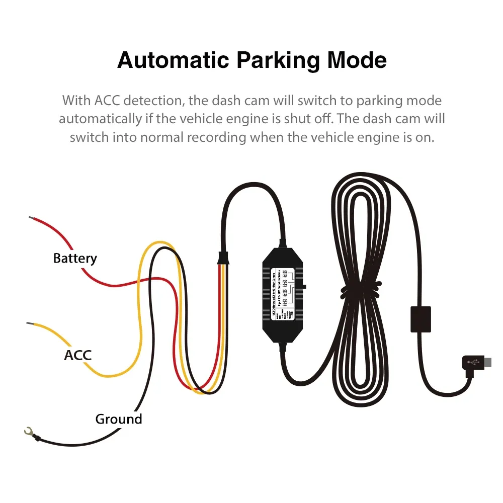 VIOFO HK4 Type-C ACC Hardwire Cable for Parking Mode