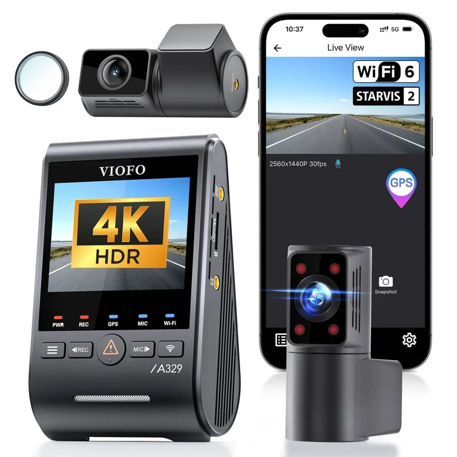 VIOFO A329S 3-Channel 4K HDR Dash Cam with SSD Support