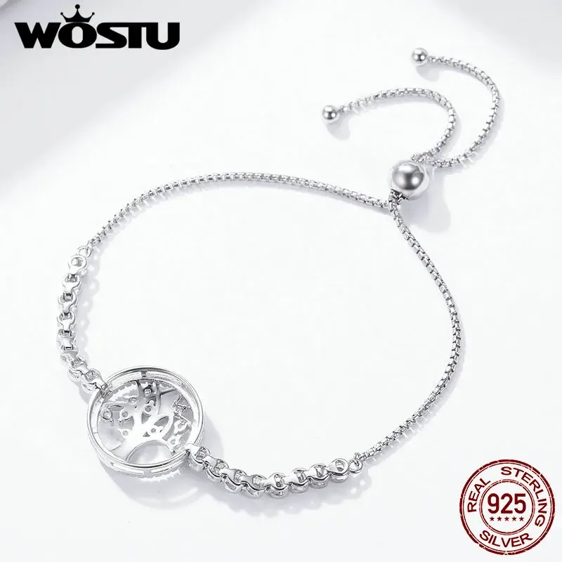 WOSTU 925 Sterling Silver Tree of Life Adjustable Tennis Bracelet