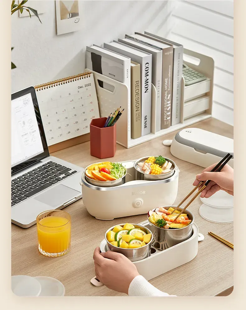 SUPOR 2L Double-Layer Electric Lunch Box with 4 Removable Containers