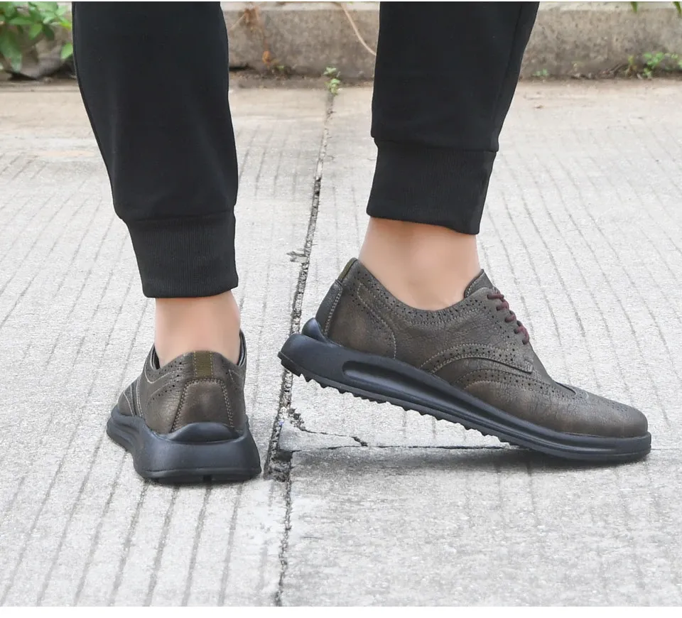 BONA Handmade Leather Lace-Up Casual Loafers for Men
