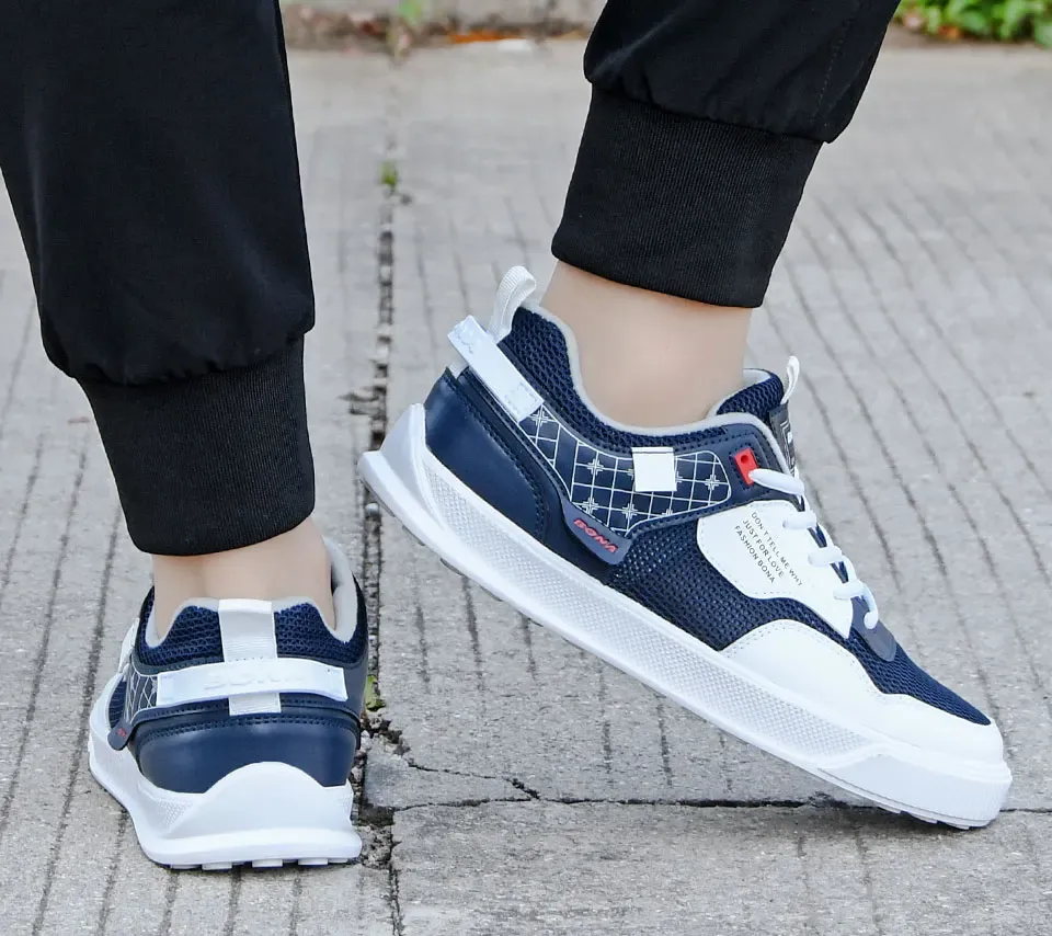 BONA Checkered Lace-Up Platform Casual Shoes for Men