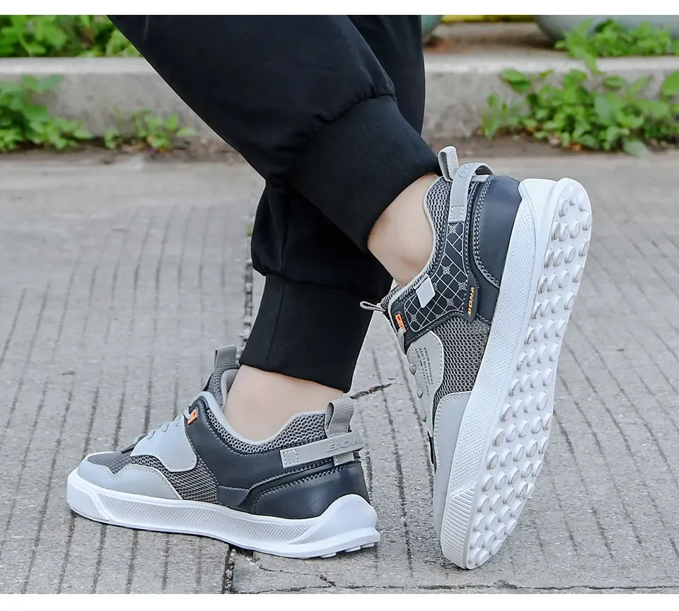 BONA Checkered Lace-Up Platform Casual Shoes for Men