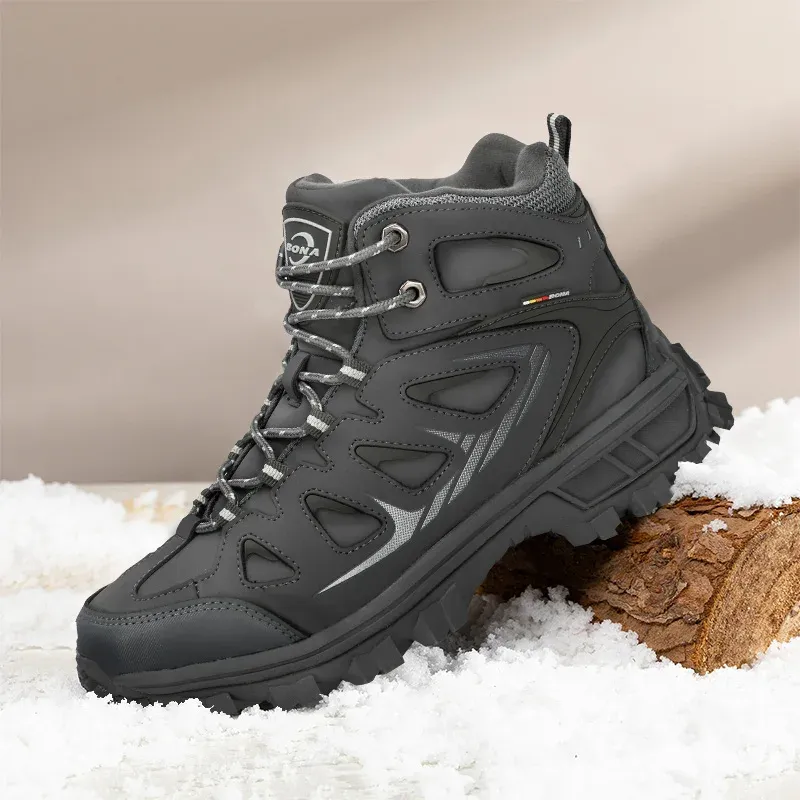 BONA Plush Leather Winter Ankle Hiking Boots for Men