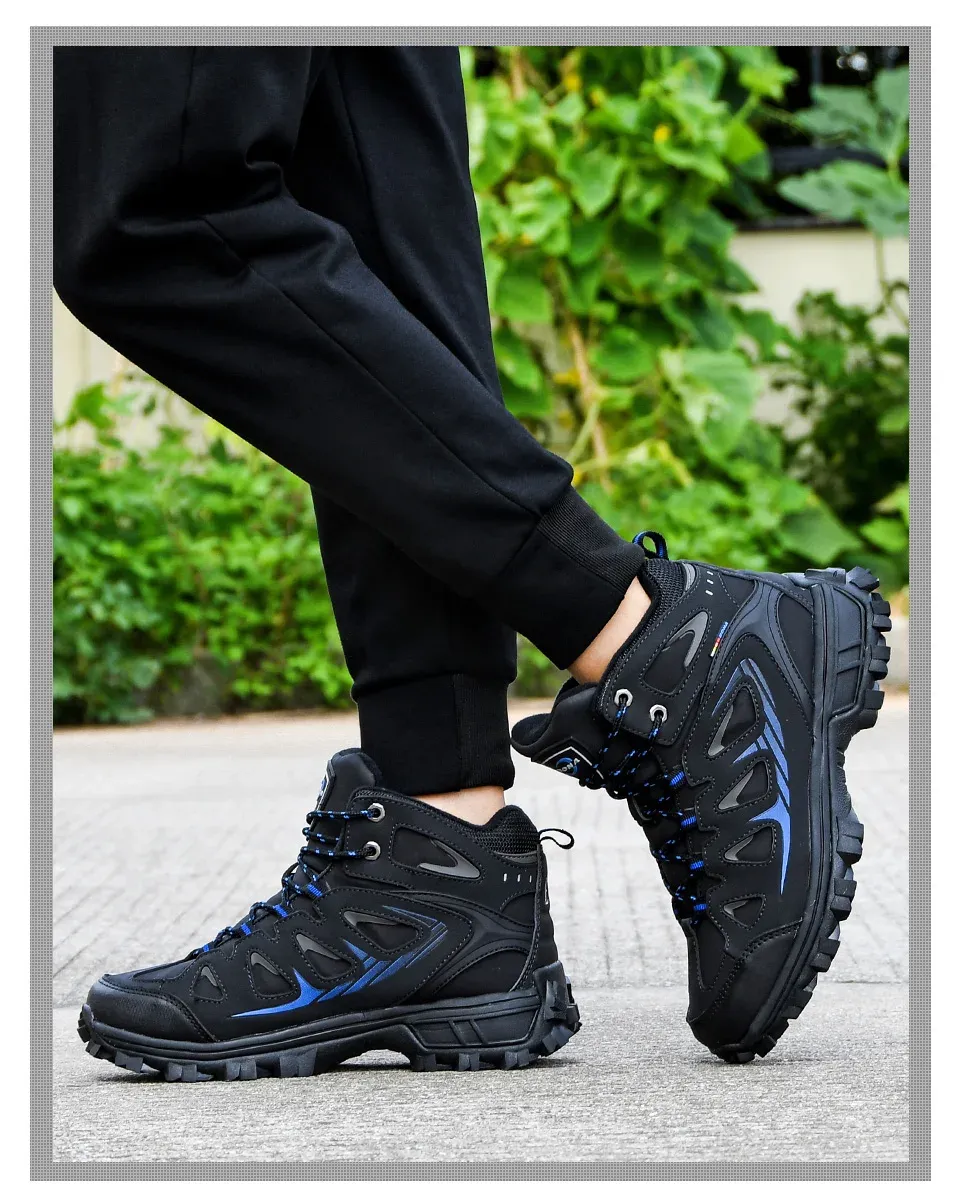 BONA Plush Leather Winter Ankle Hiking Boots for Men