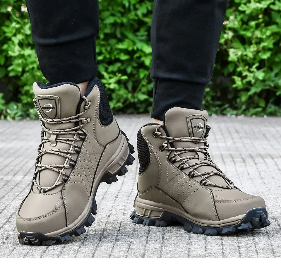 BONA Plush Leather Ankle Hiking Boots for Men