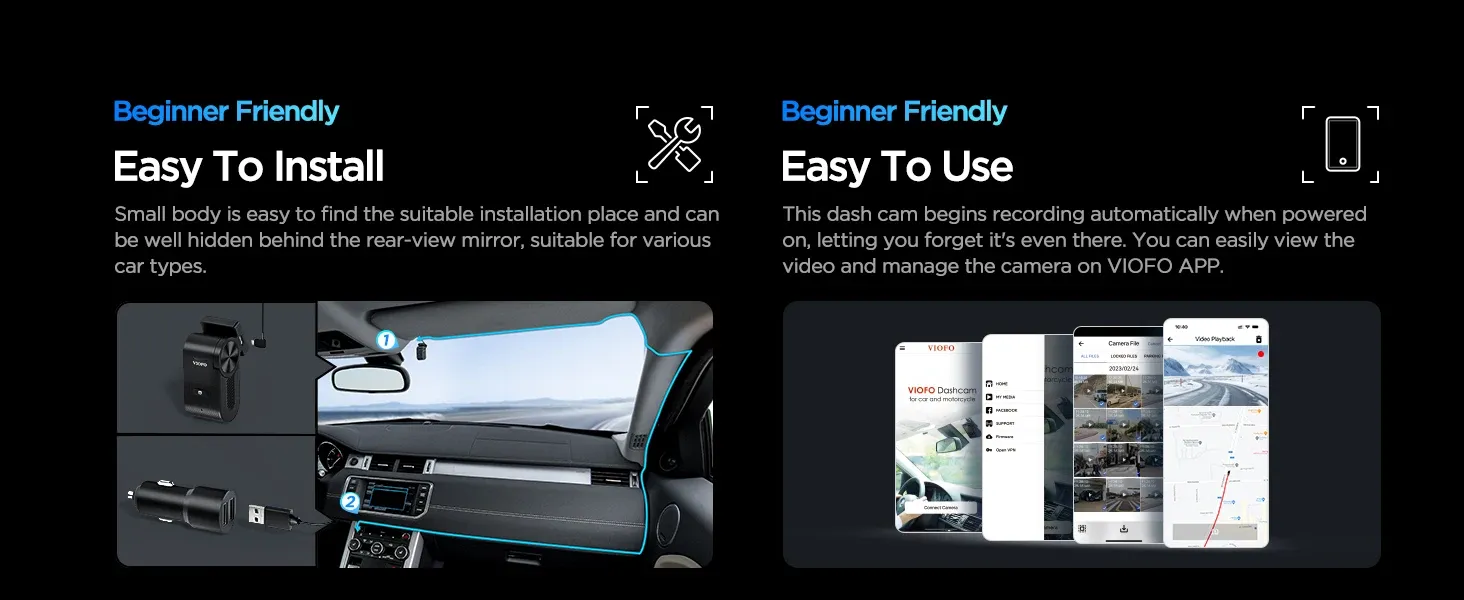VIOFO VS1 Mini 2K HDR Hidden Front Dash Cam