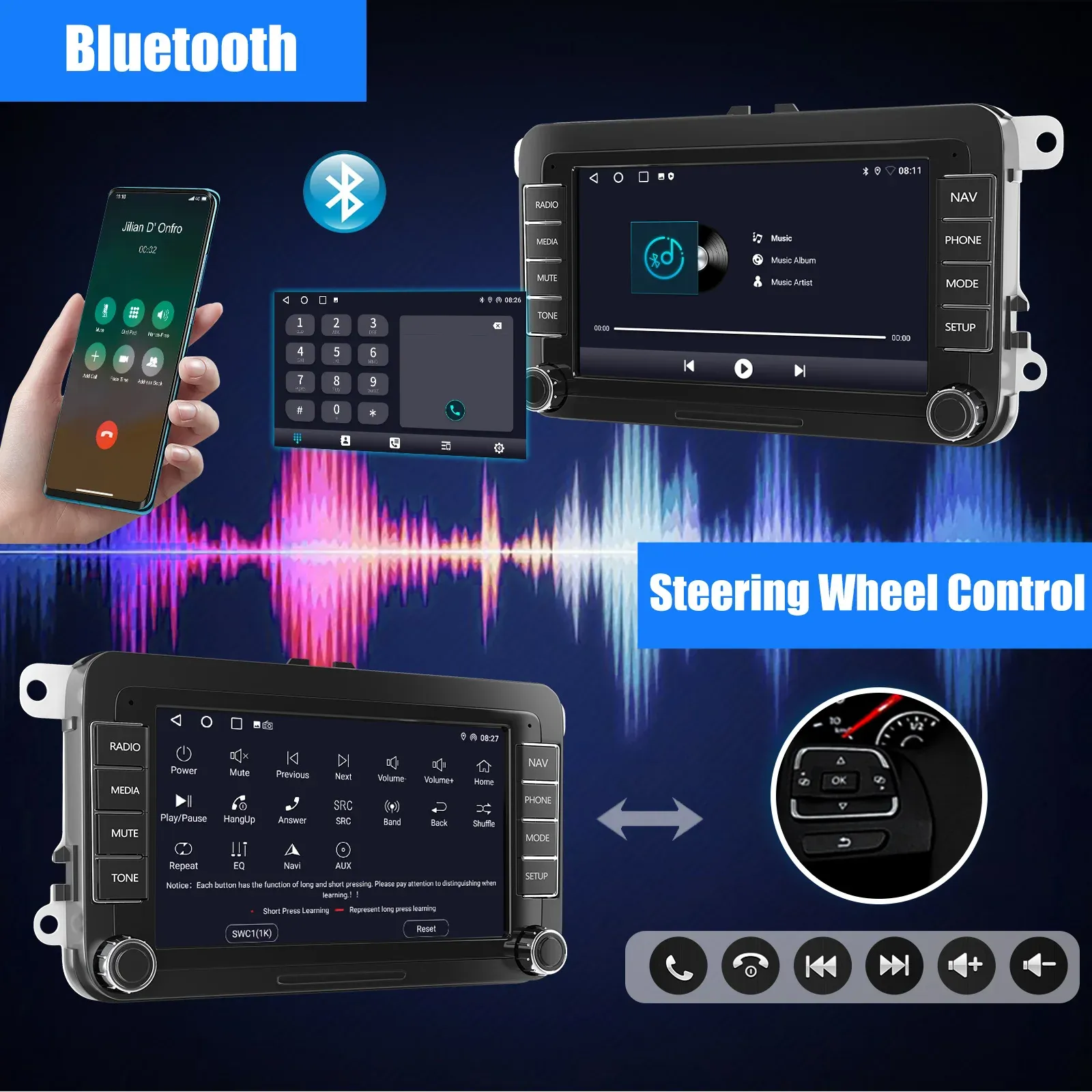 ESSGOO AR7002 7-Inch Android 14 VW Car Stereo